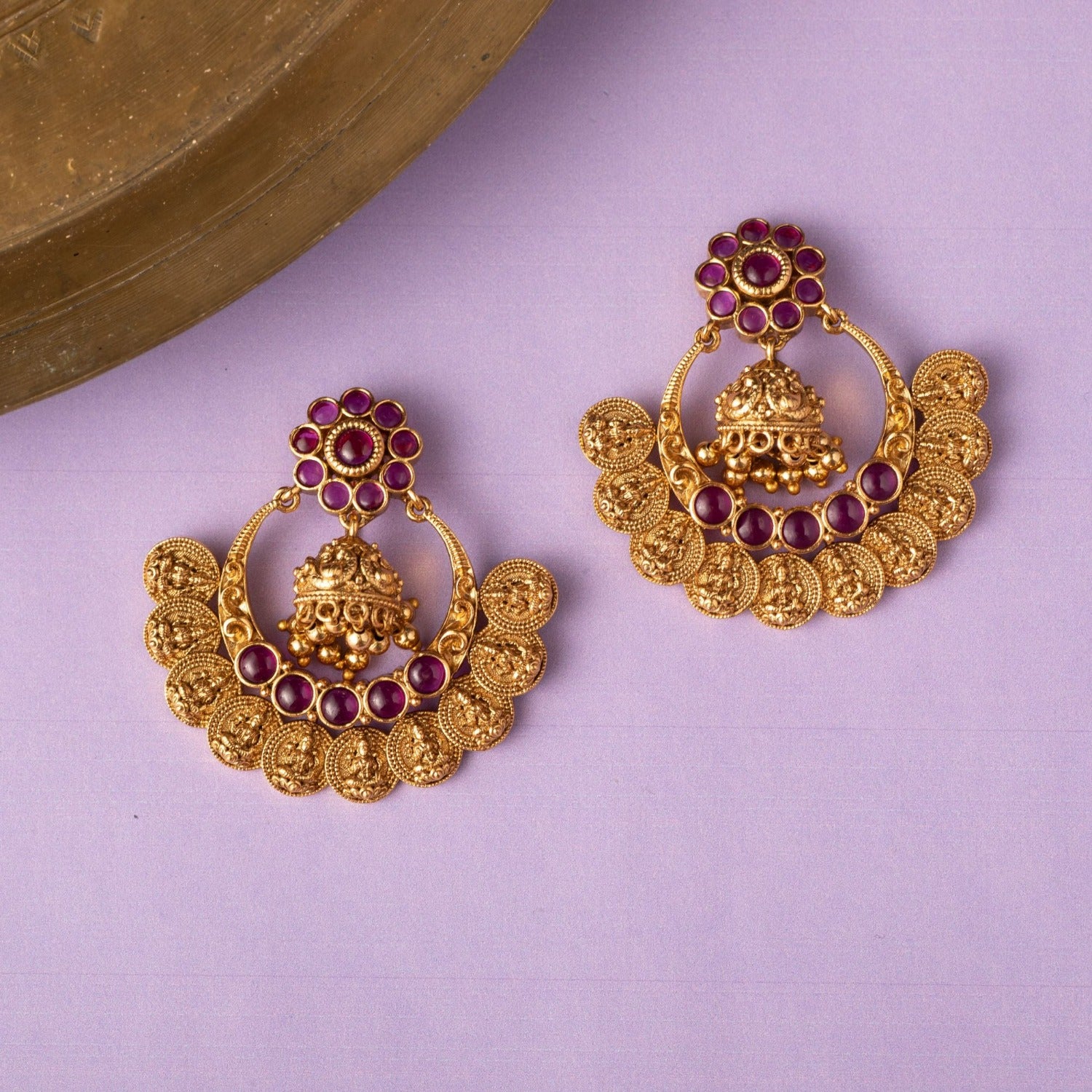 Antique Gold LCD Champagne AD stones Chaandbali Earrings – Jumbora